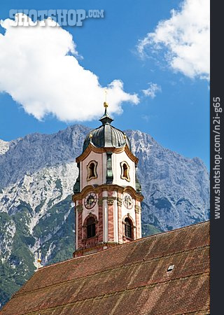 
                Kirchturm, Karwendelgebirge, Pfarrkirche St. Peter Und Paul                   