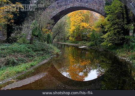 
                Fluss, Herbstlich, Steinbrücke                   