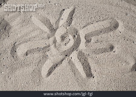 
                Sun, Beach, Sand Drawing                   