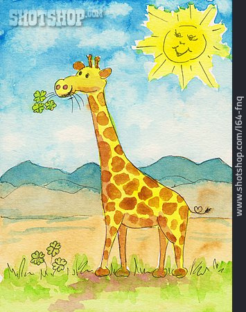 
                Aquarell, Giraffe, Kindermalerei                   