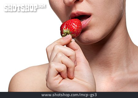 
                Junge Frau, Frau, Sexy, Erdbeere                   