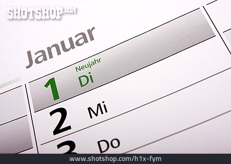 
                Neujahr, Terminplaner, Januar, Jahresbeginn                   