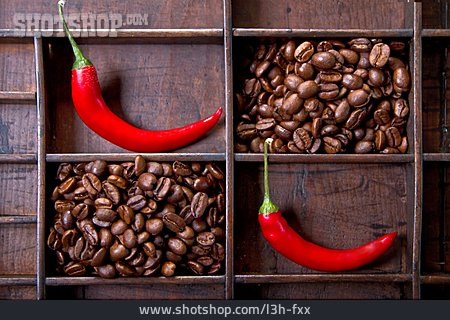 
                Chili-kaffee, Kaffeebohne, Chili-schote                   