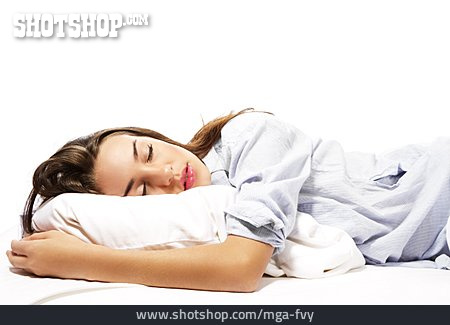 
                Junge Frau, Schlafen, Kissen                   