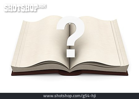 
                Buch, Nachschlagewerk, Fragezeichen                   