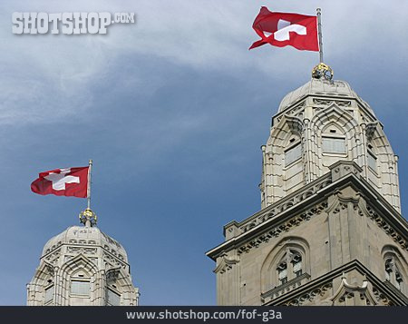 
                Flagge, Schweiz, Grossmünster                   