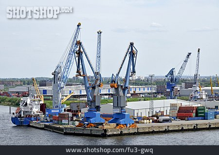 
                Hafenkran, Containerhafen, Hamburger Hafen, Containerterminal, Industriehafen                   