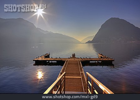 
                See, Steg, Lago Di Lugano, Monte San Salvatore                   