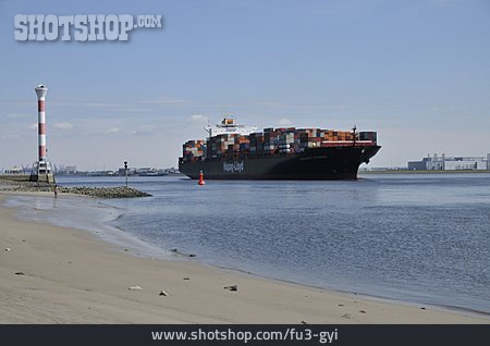
                Elbe, Frachtschiff, Containerschiff                   