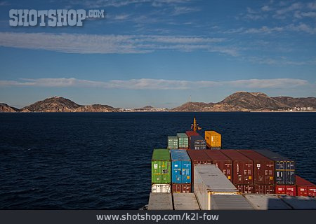 
                Unterwegs, Spanien, Containerschiff, Cartagena                   