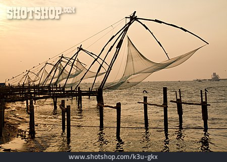 
                Fischfang, Fischernetz, Malabarküste                   