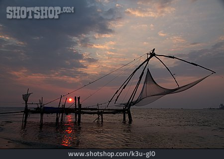 
                Fischfang, Fischernetz, Malabarküste                   