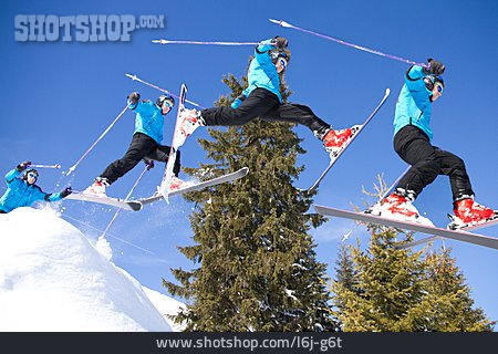 
                Skifahren, Skifahrer, Skispringen, Freeskiing                   