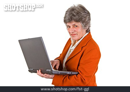 
                Seniorin, Laptop, Internet                   