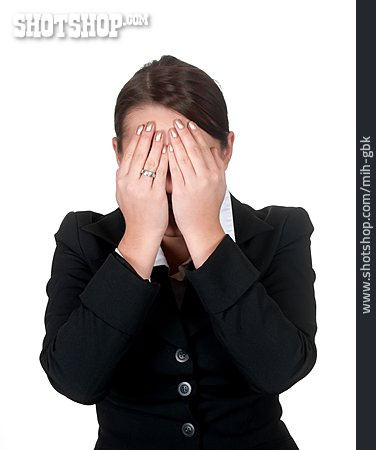 
                Junge Frau, Geschäftsfrau, Büroangestellte, Stress & Belastung, Burnout                   
