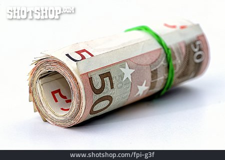
                Aufgerollt, Euro, Banknote                   