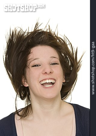 
                Young Woman, Joy, Hair Blowing                   