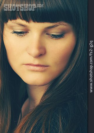 
                Young Woman, Pensive, Portrait, Close Up                   