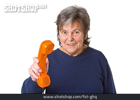
                Seniorin, Telefonhörer                   