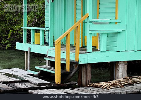
                Haus, Pfahlbau, Stelzenhaus, Bocas Del Toro                   