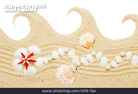 
                Sand, Muschel, Dekoration, Wellenförmig                   