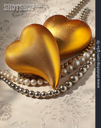 
                Herz, Gold, Perlenkette, Hochzeitstag                   