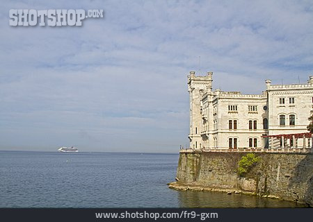 
                Küste, Schloss, Schloss Miramare, Bucht Von Grignano                   