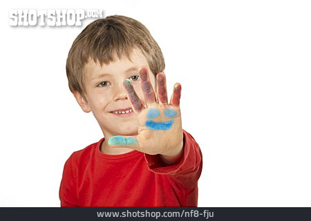 
                Junge, Angemalt, Fingerfarben                   