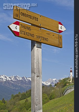 
                Wanderweg, Wegweiser, Südtirol                   