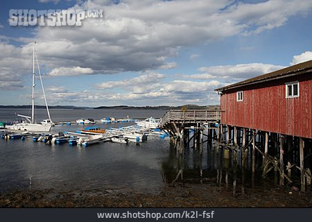 
                Küste, Norwegen, Bootshaus                   