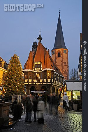 
                Kirche, Weihnachtsmarkt, Michelstadt                   