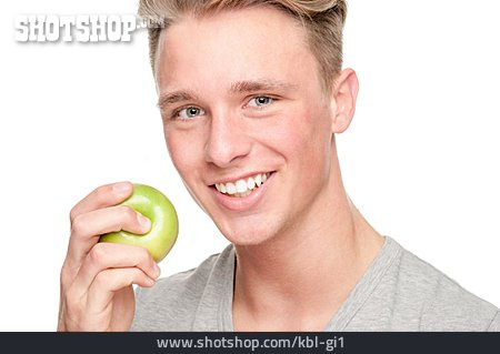 
                Mann, Gesunde Ernährung, Apfel                   