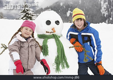 
                Child, Winter, Snowman, Siblings, Winter Fun                   