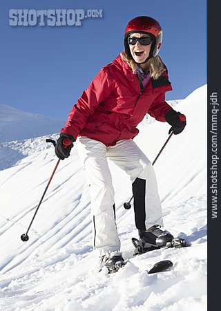
                Frau, Skifahren, Skifahrerin                   
