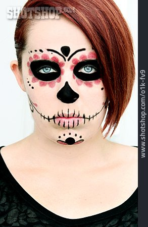 
                Bemalt, Geschminkt, Gesichtsbemalung, Día De Los Muertos                   