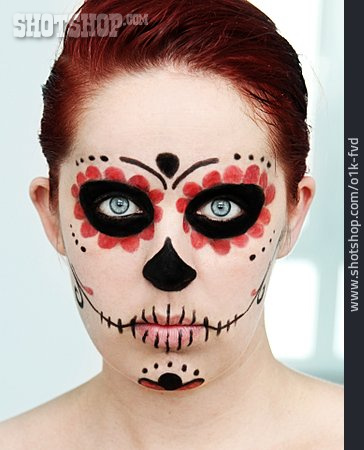 
                Bemalt, Geschminkt, Gesichtsbemalung, Día De Los Muertos                   