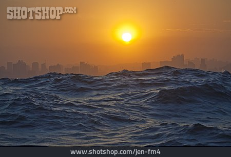 
                Sonnenuntergang, Meer, Südafrika, Seegang, Durban                   