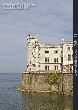 
                Küste, Schloss, Schloss Miramare, Bucht Von Grignano                   