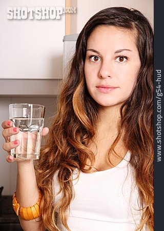 
                Junge Frau, Frau, Wasser, Wasserglas                   
