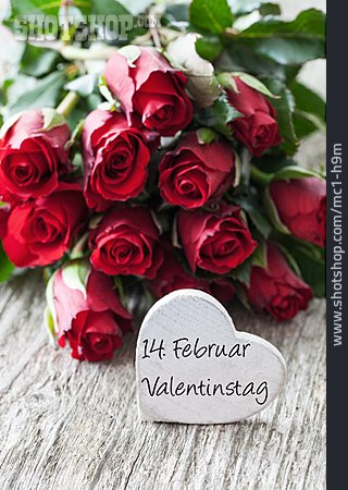 
                Valentinstag, Liebesbotschaft, Rosenstrauß                   