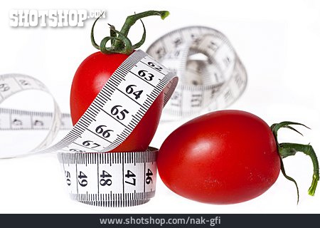 
                Diät, Tomate, Maßband, Rohkostdiät                   