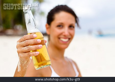 
                Young Woman, Indulgence & Consumption, Beer, Beer Bottle, Cheers                   