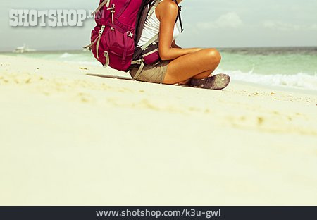 
                Strand, Urlaub, Rast, Touristin, Backpacker                   