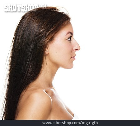 
                Junge Frau, Seitenansicht, Profil, Braune Haare, Lange Haare                   