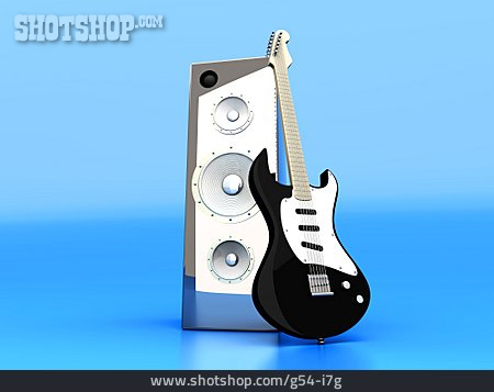
                Lautsprecher, 3d-rendering, E-gitarre                   