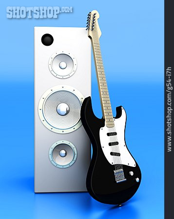 
                Lautsprecher, 3d-rendering, E-gitarre                   