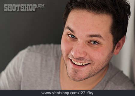 
                Young Man, Smiling, Unshaven, Three Days Beard, Portrait                   
