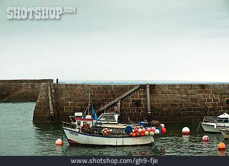 
                Kaimauer, Fischerboot, Atlantik                   