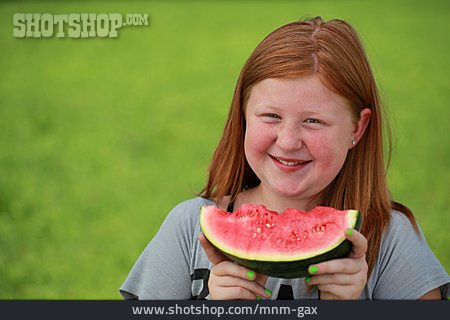 
                Kind, Mädchen, Essen, Melone, Wassermelone                   