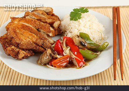 
                Asiatische Küche, Mahlzeit, Hähnchen, Geflügel, Hühnerfleisch                   